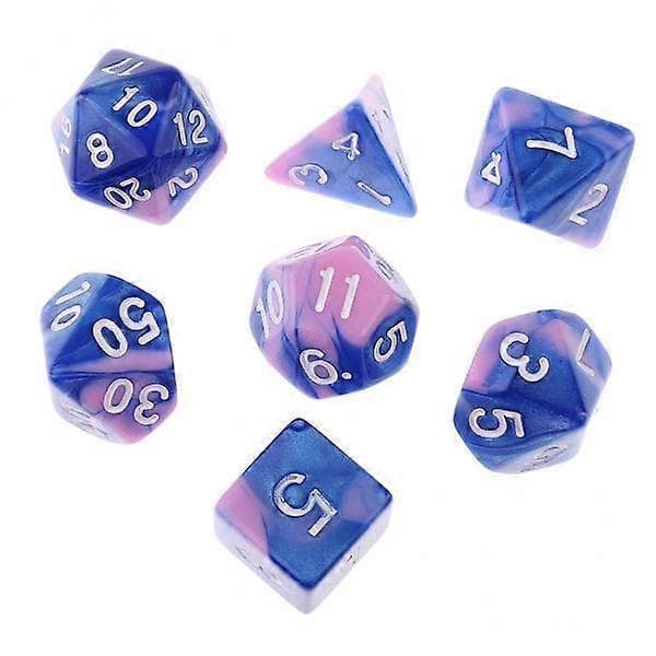 3x 7st Polyedriska Tärningar för Dungeons and Dragons Tärningsspel Blå Rosa