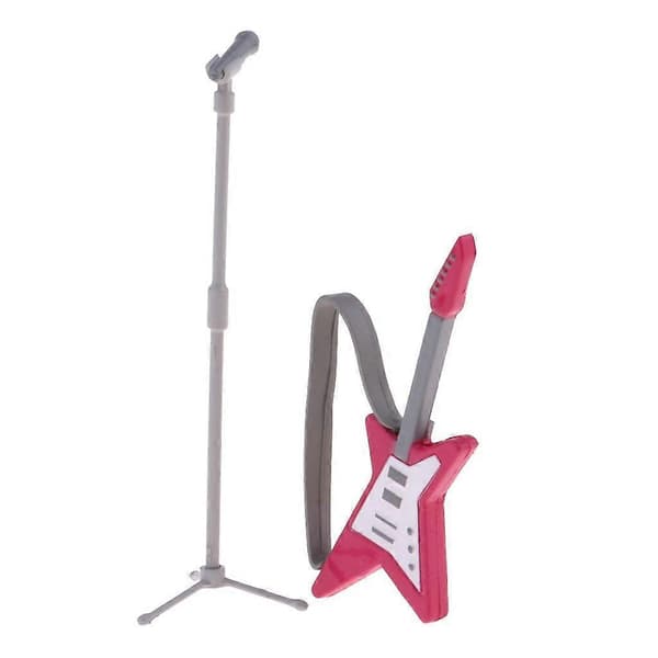 (8 st) 2-8-pack Dockskåp Miniatyr Musikinstrument Gitarr Mikrofon Modellrum