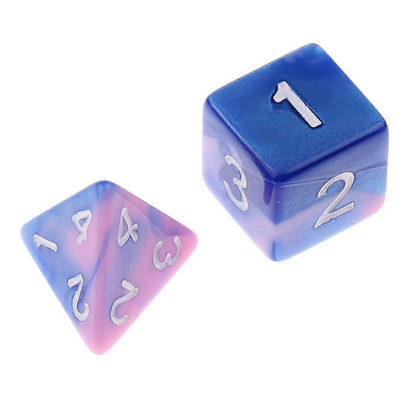 3x 7st Polyedriska Tärningar för Dungeons and Dragons Tärningsspel Blå Rosa