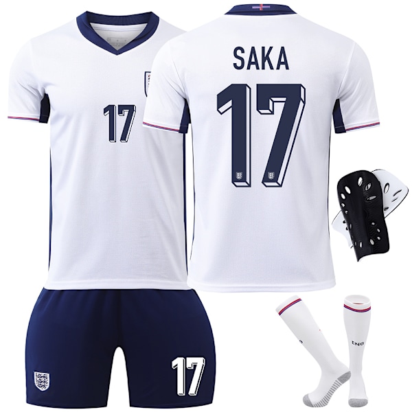 2024 UEFA Eurojen Englannin pelipaidat nro 9 Kane 10 Bellingham 20 Foden jalkapalloasusetti rajatylittävä versio No. 9 with socks and protective gear XS size
