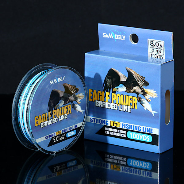 Pe Luya Line 8 punottu kalastussiima vahvoilla hevosilla 4-part camouflage blue  (100m) 0.8 # -10lb