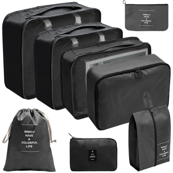 Åtta delar vattentät reseförvaringsväska Digital Bag - Black suit