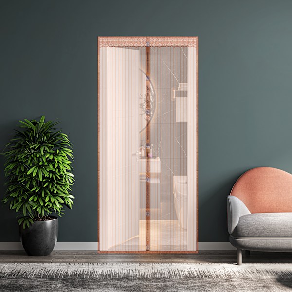 Hyttys- ja hyönteissuojatut ovikäyttöiset verhot, magneettiset verkkokäyttöiset ovikäyttöiset verhot kesällä Coffee color 120 * 210cm-290g
