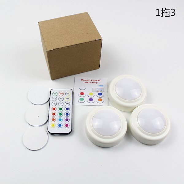LED-kaukosäätimellä varustettu yövalo, 13 väriä RGB, himmennettävä tunnelmavalaistus 1 remote 3 lights Rgb