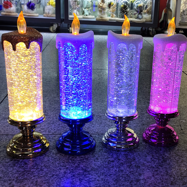 LED European Crafts Nightlight Färgglada drömkristallljus 蓝色