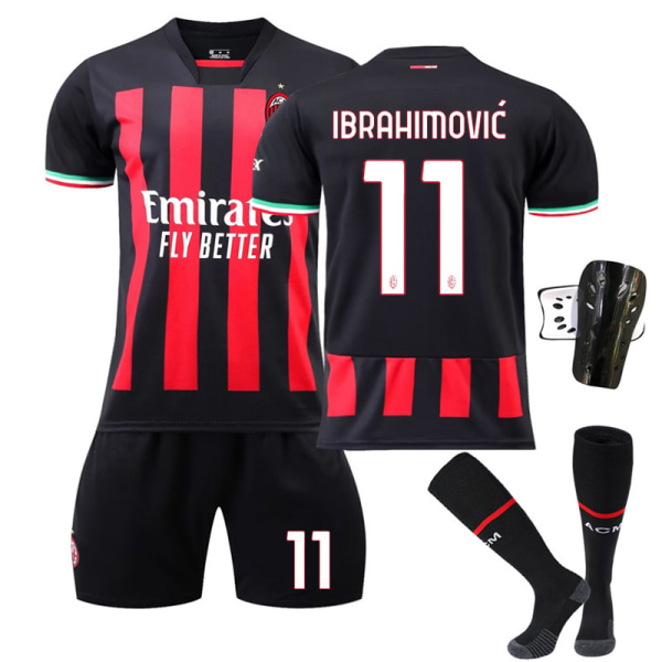 2023 uusi AC Milan -paita nro 11 Ibrahimovic 9 Gill 19 Special Olympics lasten jalkapallopuku Size 11+sock protectors Children's size 24