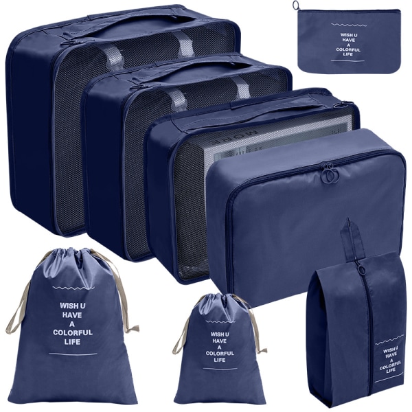 Kahdeksanosainen vedenpitävä matkalaukku navy blue suit
