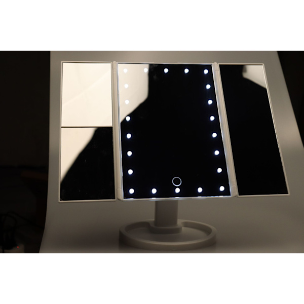 Intelligent LED kosmetisk spegel, USB trefaldig kosmetisk spegel white 22-light usb model