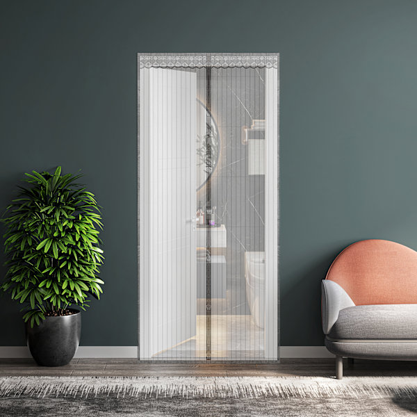 Mygga och inspektera säkra dörrgardiner i sommarmagnetiska mesh dörrgardiner grey 100 * 210cm-270g