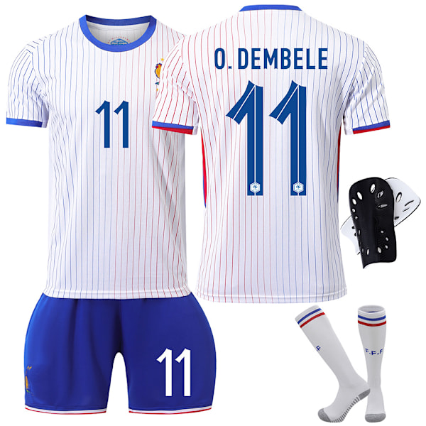 Frankrikes borta-fotbollströja för EM 2024 med nummer 10 Mbappe, 7 Griezmann, 9 Giroud, 11 Bale Size 10 XS size