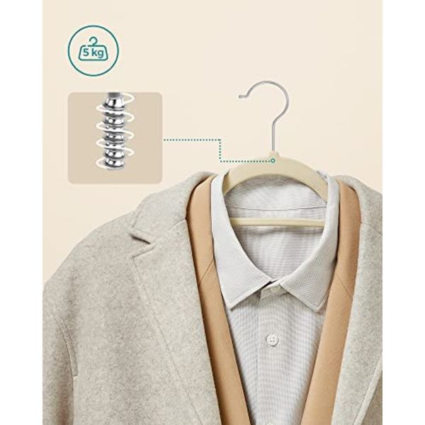 Samettiset vaatteiden ripustintelineet, 20 kpl, liukumattomat all grey