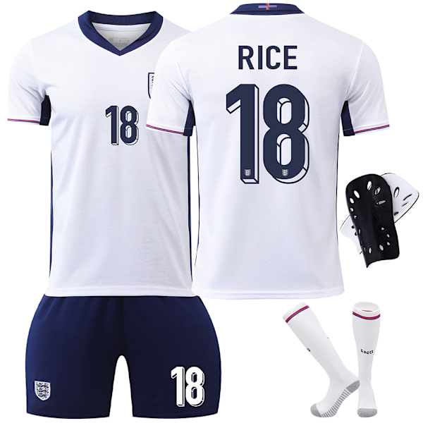 2024 UEFA Eurojen Englannin pelipaidat nro 9 Kane 10 Bellingham 20 Foden jalkapalloasusetti rajatylittävä versio No. 9 with socks and protective gear XS size