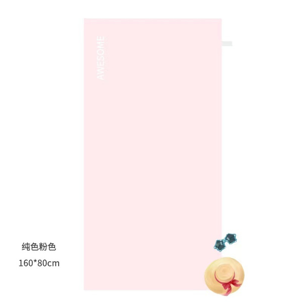 Bärbar, absorberande strandhandduk i fleece Non-stick badhandduk för vuxna 纯粉色