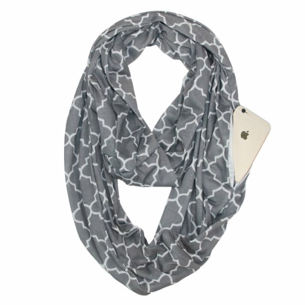 Hot Zipper Pocket Scarf Leopard Pocket Scarf Infinity Scarf syc-02四叶草-灰色 180*25cm