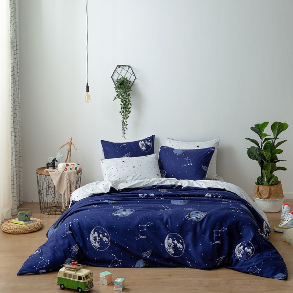 Hemtextil Tredelad cover Set 太空环游 美国twin：枕套51*66*1 被套168*229（0.8kg）