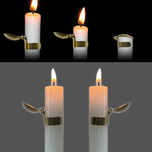 4-st - Automatisk brandförlängande ljusanordning förlänger på ett säkert sätt Candle Flame Wick Flame 4pcs silver regular