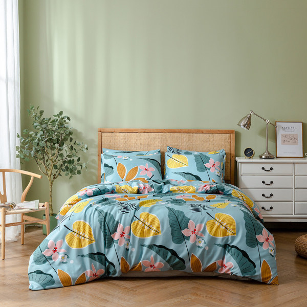 Hemtextil Tredelad cover Set 唯美-浅蓝 美国queen：枕套51*66*2 被套229*229(1.1kg)