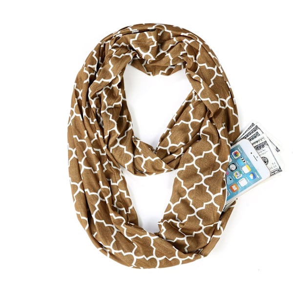 Lämmin vetoketjullinen taskuhuivi Leopardi taskuhuivi Infinity-huivi syc-07四叶草-卡其色 180*25cm