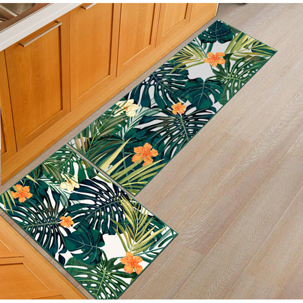 Keittiön lattiamatot, makuuhuoneen sängynmatot, konepesu mahdollisuus. plantain leaf 40 * 60+40 * 120cm two packs