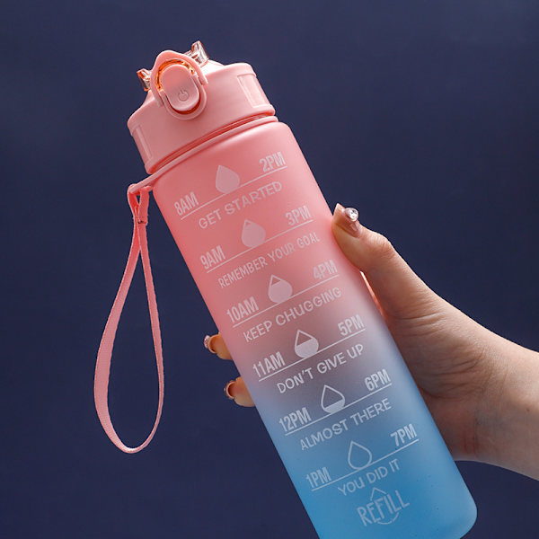 1000ml Utomhus Bärbar Sport Vattenkokare Med Skala Utomhus Bärbar Pink yellow gradient 1000ml