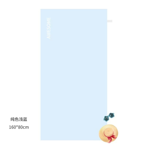 Bärbar, absorberande strandhandduk i fleece Non-stick badhandduk för vuxna 纯蓝色
