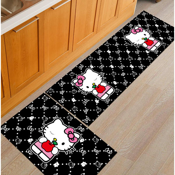 Köksmattor, sängmattor för sovrum kan maskintvättas. black kitty 40 * 60+40 * 120cm two packs