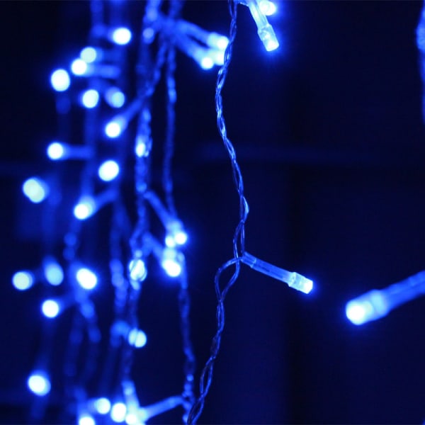 LED-lamppu 3,5m Aaltomainen Jääbaari Lamppu Ketju Tähti Verho Lamppu 蓝色