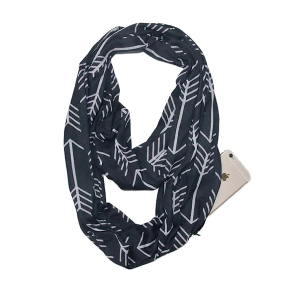 Lämmin vetoketjullinen taskuhuivi Leopardi taskuhuivi Infinity-huivi 黑色白箭头 180*25cm