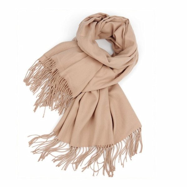 Enfärgad kashmirsjal Varmgrå höst- och vintersjal Camel color
