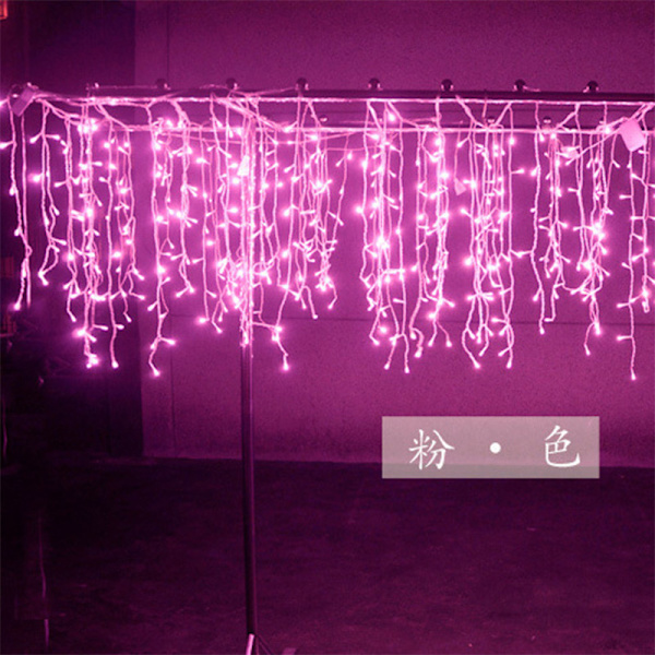 LED-lampa 3,5m Wavy Ice Bar Lamp String Star Gardinlampa 粉色