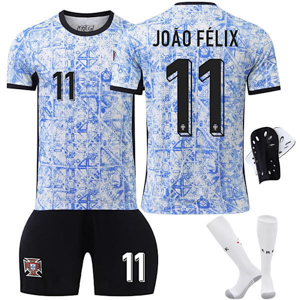 Portugals fotbollsmatchtröja 2024, borta, nr 7 Cristiano Ronaldo 8B Fee 11 Phillips Europacup tröjset, gränsöverskridande version Size 8 XXL code