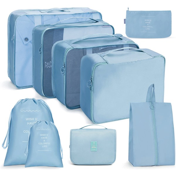 Åtta delar vattentät reseförvaringsväska Wash and Rinse Bags - Blue Lagoon suit