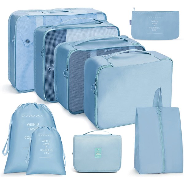 Kahdeksanosainen vedenpitävä matkalaukku Washing bag -navy blue suit