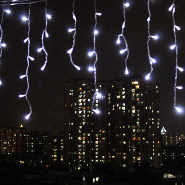 LED-lamppu 3,5m Aaltomainen Jääbaari Lamppu Ketju Tähti Verho Lamppu 蓝色