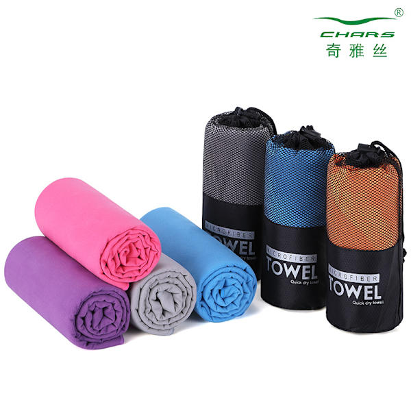 Mikrofiber Snabbtorkande sporthandduk Absorberande badhandduk Grey circular mesh bag 40 * 80cm towel