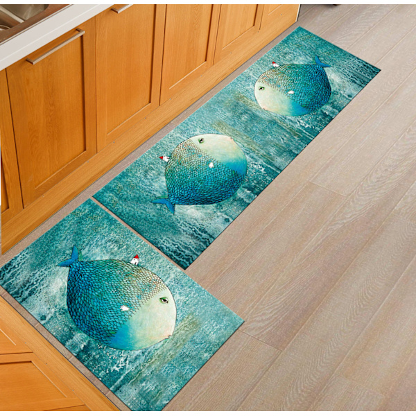 Köksmattor, sängmattor för sovrum kan maskintvättas. big fish 40 * 60+40 * 120cm two packs