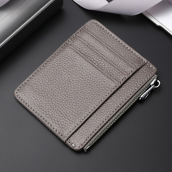 Nahkainen korttikukkaro Grey (zipper style)