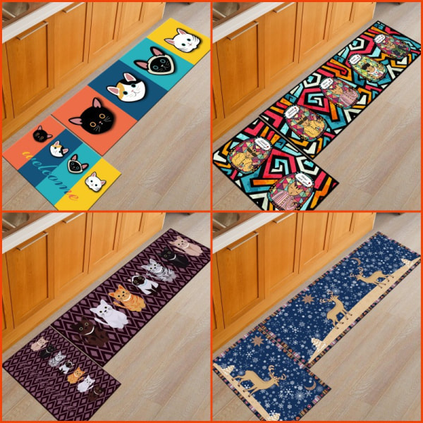 Kitchen Floor Mats, Bedroom Bed Mats Can Be Machine Washed. tableware 40 * 60+40 * 120cm two packs