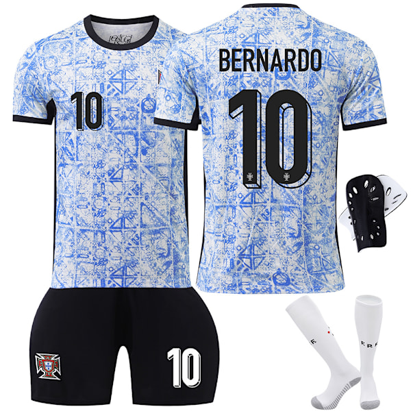 Portugals fotbollsmatchtröja 2024, borta, nr 7 Cristiano Ronaldo 8B Fee 11 Phillips Europacup tröjset, gränsöverskridande version Size 10 L code