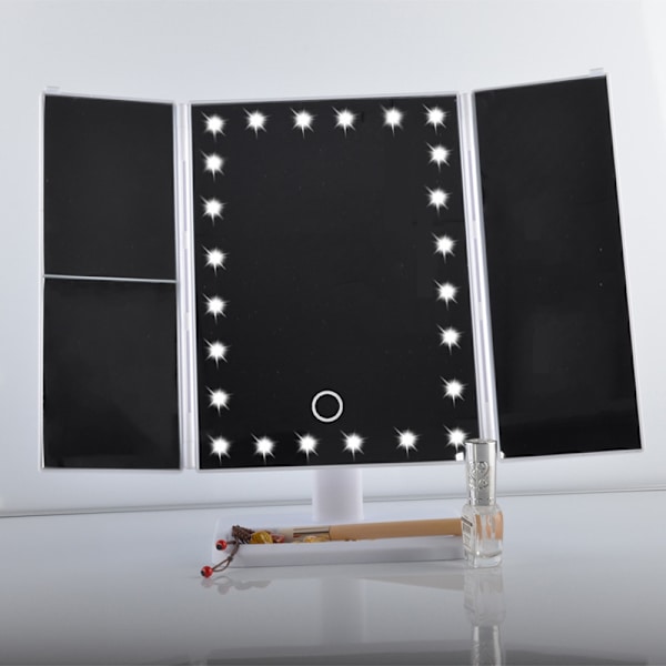 Intelligent LED kosmetisk spegel, USB trefaldig kosmetisk spegel white 22-light usb model