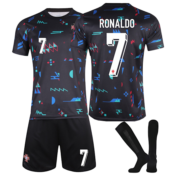 2425 Europacup Portugal träningsuniform, nummer 7 Cristiano Ronaldo tröja, nummer 8 B fee barnfotbollströja No. 7 with socks and protective gear 16 codes