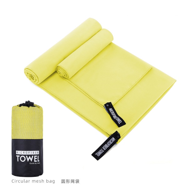 Mikrofiber Snabbtorkande sporthandduk Absorberande badhandduk Yellow circular mesh bag 40 * 80cm towel