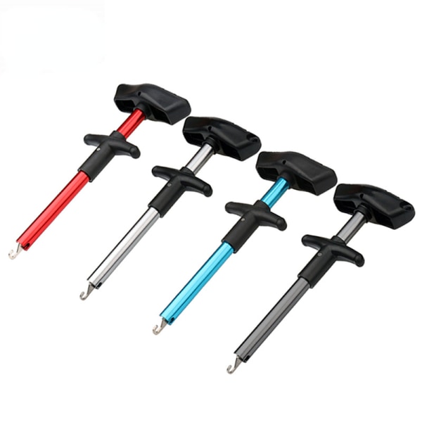 Aluminiumlegering Bärbar T-krok Extractor Fiskkrok Separator 4 # silver+silver buckle spring rope