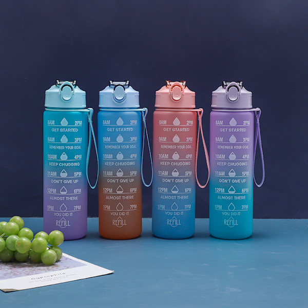 1000ml Utomhus Bärbar Sport Vattenkokare Med Skala Utomhus Bärbar Green Orange Gradient 1000ml