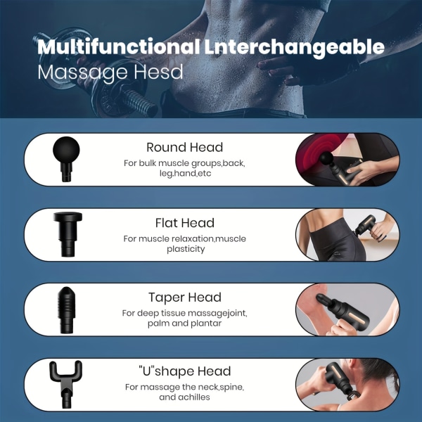 Fascia Gun Muscle Massage Gun, Deep Tissue Muscle Handheld Percussion Massager för kropp，1st