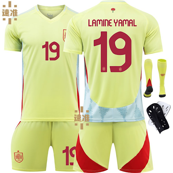 Espanjan jalkapalloasusetti 2024, numerot 9 Garvey, 26 Pedri, 7 Morata, 16 Rodry, Euroopan Cup No. 9 with socks and protective gear XL size