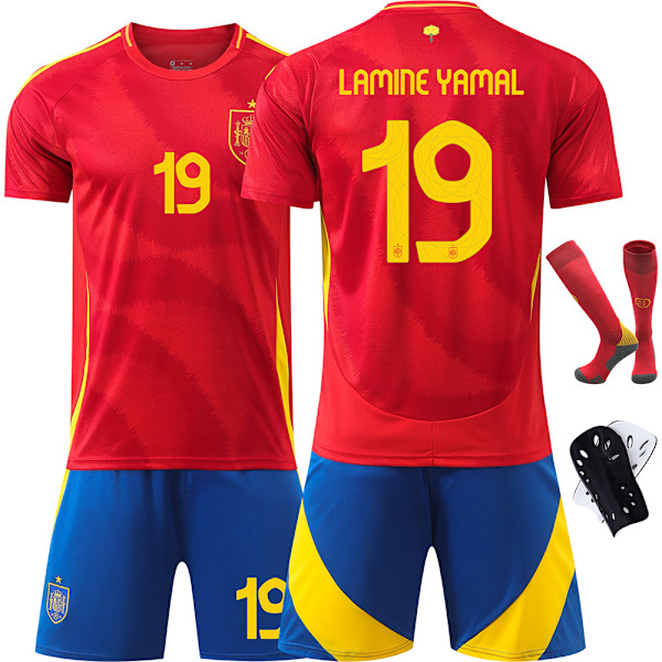 Fotbollskläderset med tröja nummer 9, Garvey 26, Pedri 7, Morata 16, Rodley för EM 2024 i Spanien No. 19 XS size