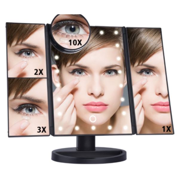 Intelligent LED kosmetisk spegel, USB trefaldig kosmetisk spegel white 22-light usb model