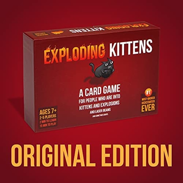 Exploding Kittens - Korttipelit | Perheystävällinen juhlapeli | venäläinen ruletti | englanti | Ikä 7+ | 2-5 pelaajaa