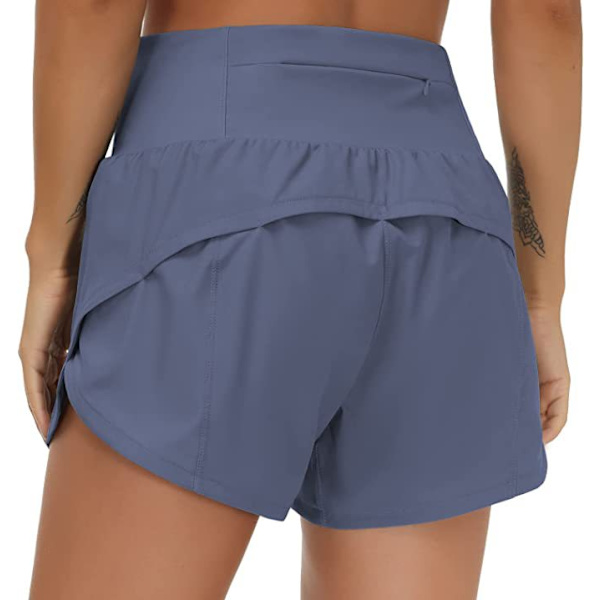 Naisten juoksushortseja vetoketjullisilla taskuilla ja korkeavyötäröllä, nopeasti kuivuvaa joogaa grey XL
